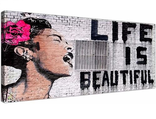 Cuadro callejero grafiti Banksy - Life is Beautiful